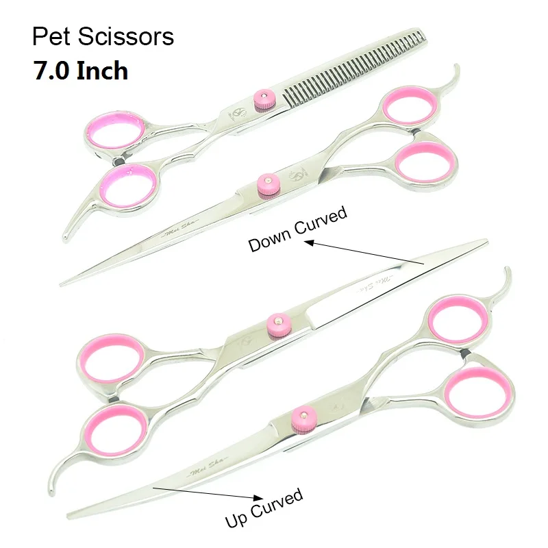 

7" Japan Stainless Animal Straight Curved Cutting Scissors Thinning Trimmer Clipper Dog Grooming Scissors Pets Scissors HB0050