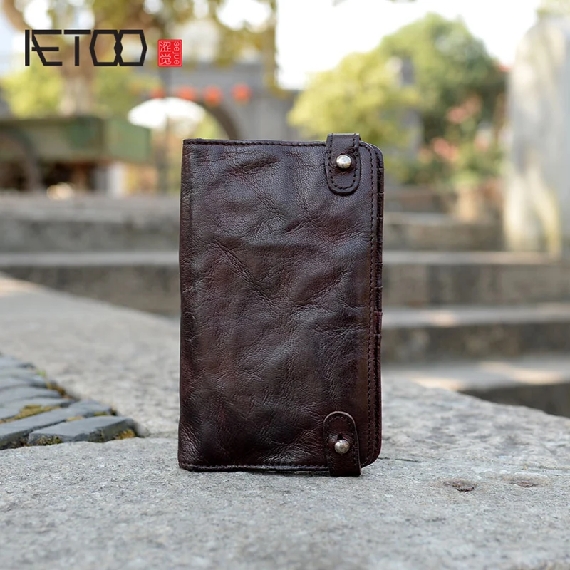 

BJYL Handmade leather long wallet multi-function card package driver's license Card ID cheque ticket Super Multi-card position