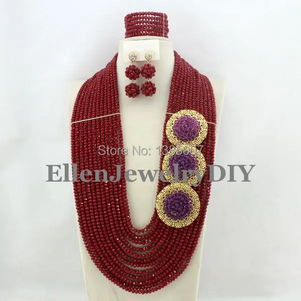 

African Wedding Jewelry Set Crystal Jewelry Set African Beads Necklace Set Crystal Beads Necklace Set W7079