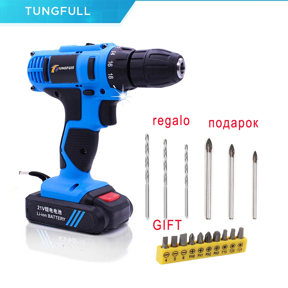 Tungfull 21V Cordless Rechargeable Screwdriver Li ion Torque Drill Mini Electric Screwdriver Home Waterproof Power Tools Eu Plug Tungfull 21V Cordless Rechargeable Screwdriver Li ion Torque Drill Mini Electric Screwdriver Home Waterproof Power Tools Eu Plug