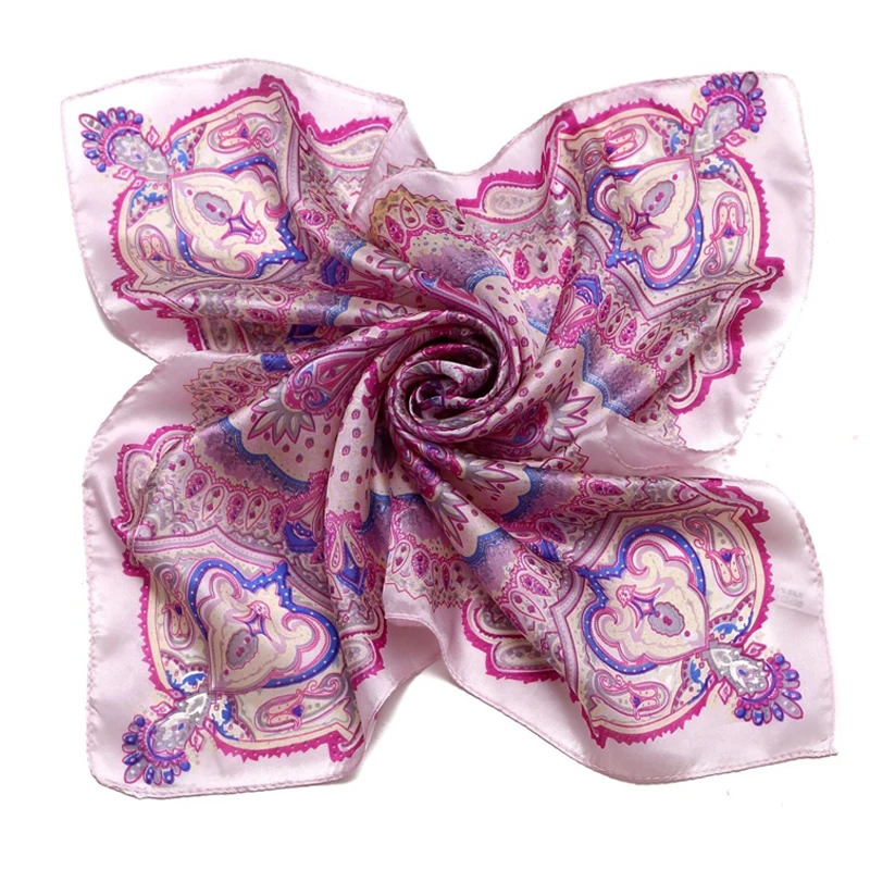 

2018 Paisley Print Women Silk Square Scarf Luxury Brand Red Bandana Foulard Echarpe Femme Joker Ladies Summer Neck Scarfs