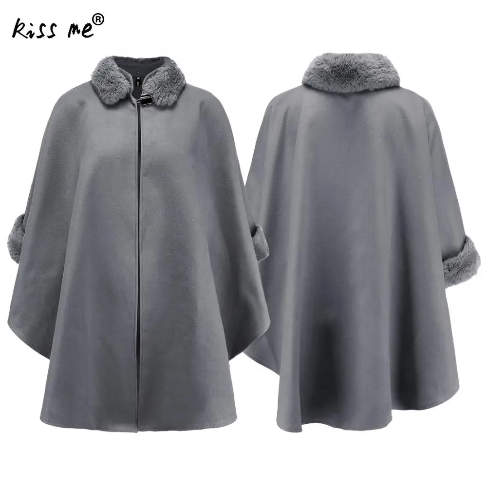 Buy New Women Cloak Coat Bat Sleeve Long Poncho Cape Coat Winter 2018 Woolen
