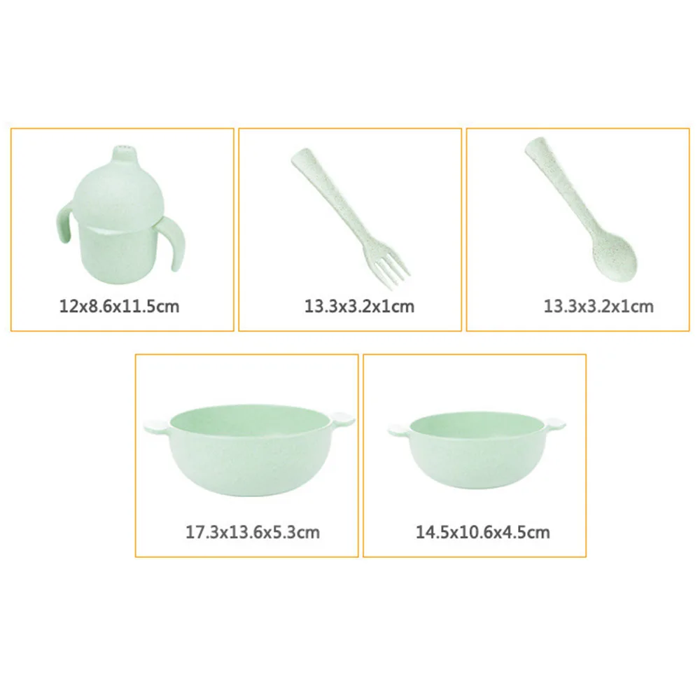 Japan Wheat Straw Fiber Tableware Set Environmental Protection Children Noodle Rice Soup Bowl Spoon Fork Cup Tableware Set