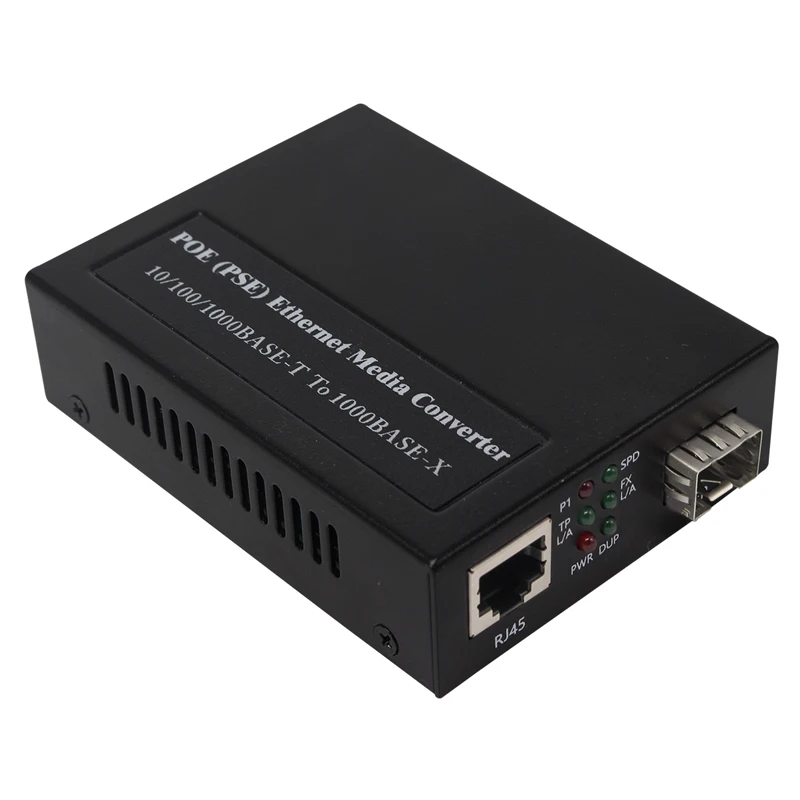 POE (PSE) Ethernet медиа-конвертер 10/100/1000Base-T до 1000Base-X