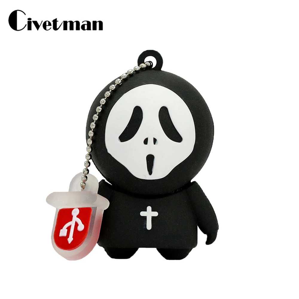 

USB Flash Drive Faceless Ghost Cartoon Pendrive 8GB 16GB 32GB 64GB 128GB 256GB Ghost Pen Drive U Disk USB Stick Halloween Gift