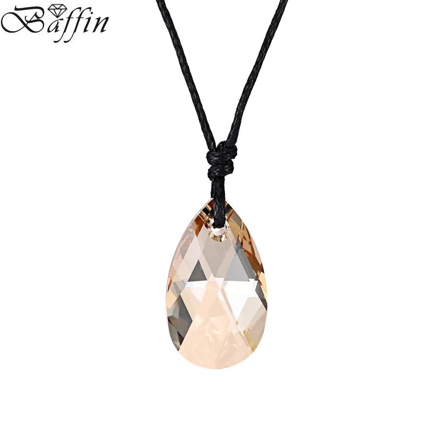 Bafin – Collier en cristal SWAROVSKI, pendentif goutte d'eau avec chaîne en corde, 22mm, bijoux fait à la main, cadeau Bafin – Collier en cristal SWAROVSKI, pendentif goutte d'eau avec chaîne en corde, 22mm, bijoux fait à la main, cadeau