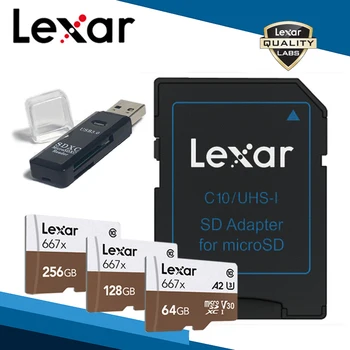 

Lexar Micro SD Card High Speed Memory Card 667x 128GB TF Cards 256GB SDXC Card Adapters Readers Usb 3.0 For Drone Gopro Camera