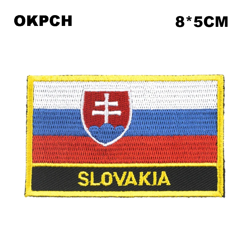 

Slovakia Flag patcheswork fabric embroidery patch cutstom DIY stickers on clothing with iron PT0164-R