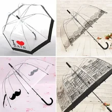 

Hot Sale Long Handle Transparent Umbrella Creative Semi-automatic Sunny and Rainy Umbrella Women Girls Outdoor Tools