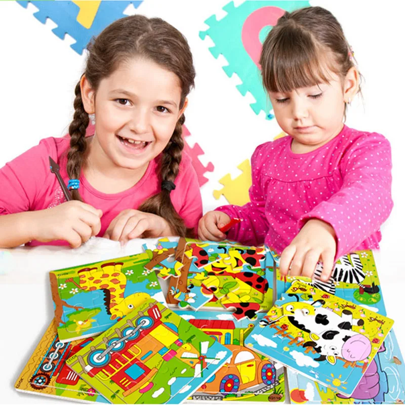 

Baby Cute 3d Wooden Toy Puzzle Child Intelligence Puzzle Cute cartoon Wooden Toy Puzzle toddler educational games
