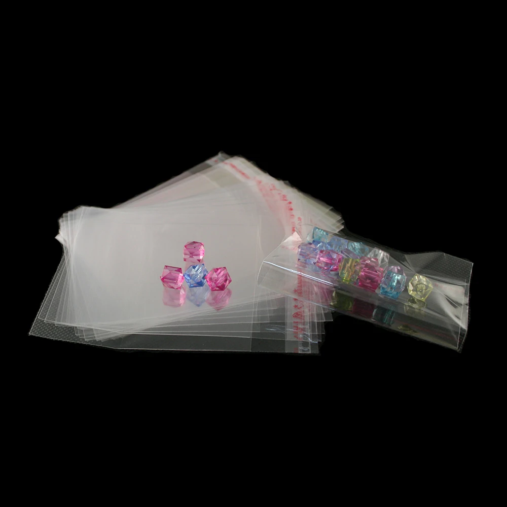 200pcs 8*10.5cm Clear Mini Small Plastic Bags For Jewelry Self Adhesive
