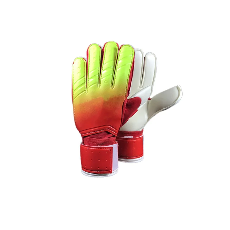 Цветные градиентные кости гильотина ПУ Латекс утолщенные футбольные вратарь противоскользящие перчатки футбольные перчатки вратаря двойная защита - Цвет: R