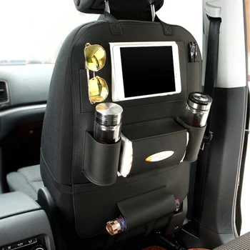 

Luxury PU Leather Car Back Seat Organizer Pockets Hanging Bag Headrest Stand For Ipad iPhone Glass Drink Bottle Tissue Umbrella
