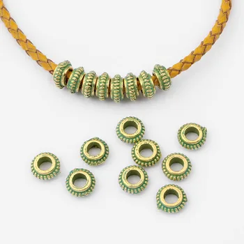 

100pcs Alloy Verdigris Patina Round Green Beads Charm Spacer Beads For Jewelry Findings Necklace Marking 7mm