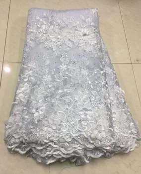

Beautifical White african lace fabrics Latest bridal chiffon net lace fabric for wedding 3d long wool french lace fabric Z26