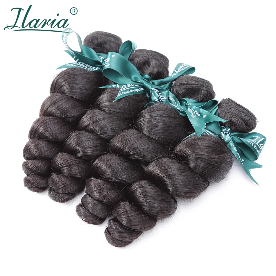 

ILARIA HAIR Brazilian Virgin Hair Bundles Loose Wave 4Pcs/Lot Unprocessed Human Hair Weave Natural Color Feel Soft & Comfortable