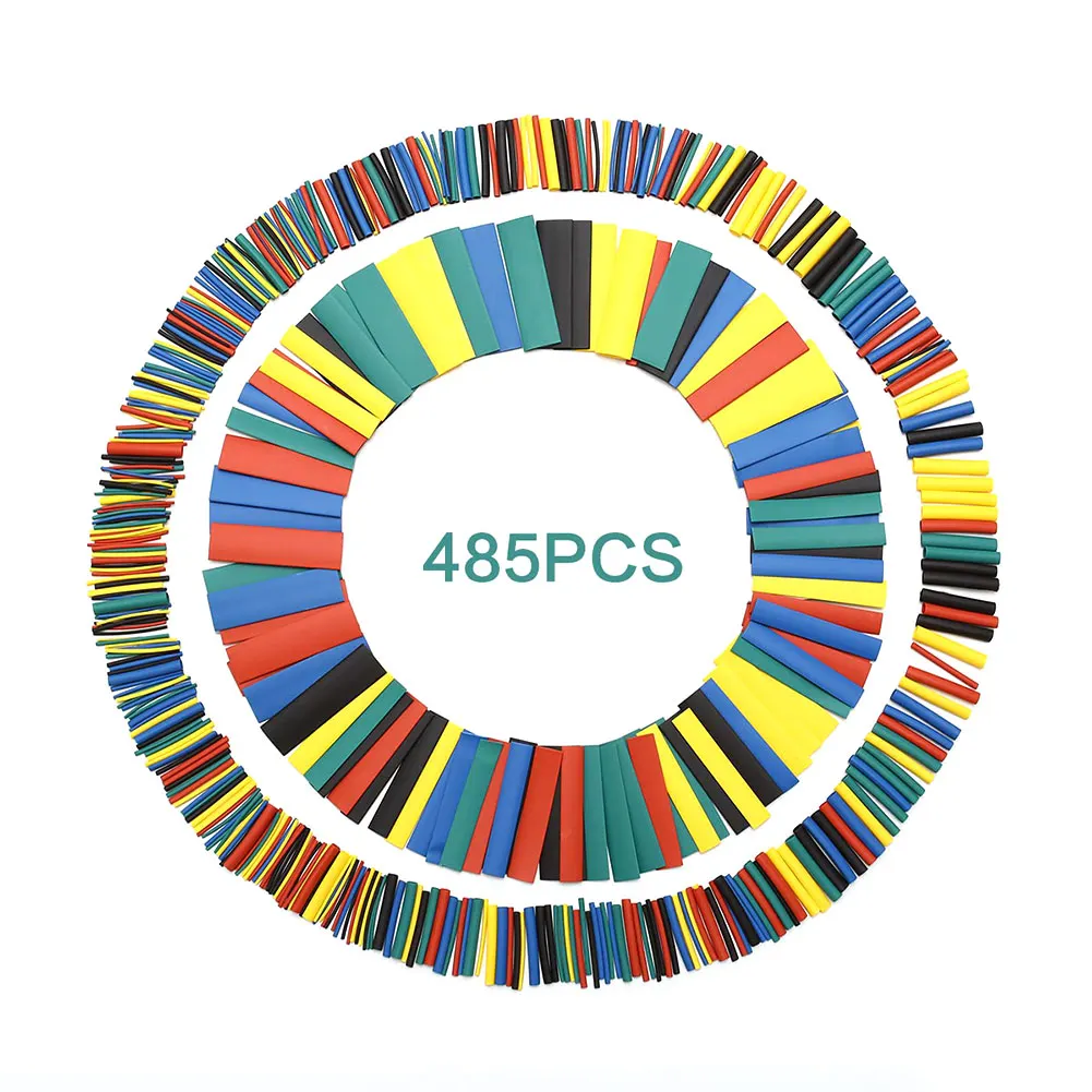 

485 Pcs Heat Shrink Tubing Insulation Protection Flame Retardant Tube Sleeving Wrap Car Electrical Cable Wire Kit Set --