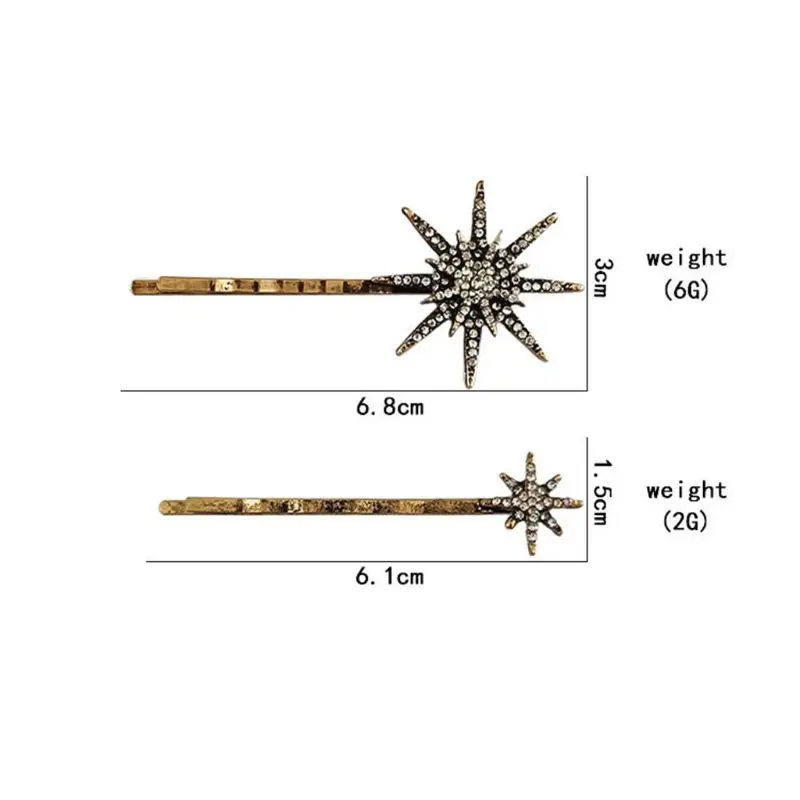 1 комплект, женские заколки из металлического сплава с одним словом, блестящие стразы, заколки для волос со звездой, сердцем, стрелой, витнаж, ювелирные изделия, аксессуары для волос
