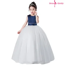 Beauty Emily/Элегантные Платья с цветочным узором для девочек на свадьбу, с круглым вырезом, без рукавов, на день рождения, праздничные платья Детские бальные платья для маскарада