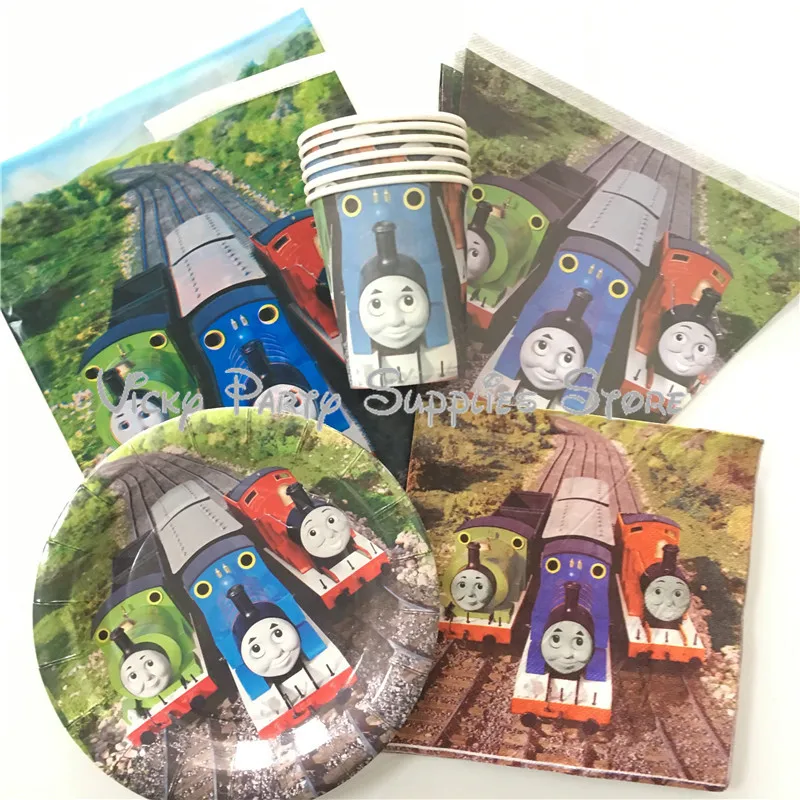 

33pcs/lot Thomas Theme Disposable Party Tableware Set Cartoon Train Birthday Baby Shower Party Paper Tableware Decorations