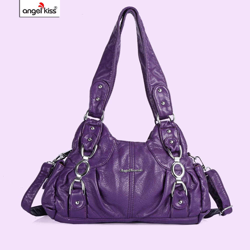 

AngelKiss Brand Handbag Hobo Women Bag Roomy Multiple Pockets Street Ladies' Shoulder Bag Fashion PU Tote Satchel Top Handle Bag