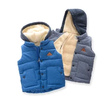 Новые жилеты для мальчиков с капюшоном и защитой от ветра, Осень-зима, детский жилет, теплое плотное флисовое пальто для малышей, верхняя одежда для младенцев