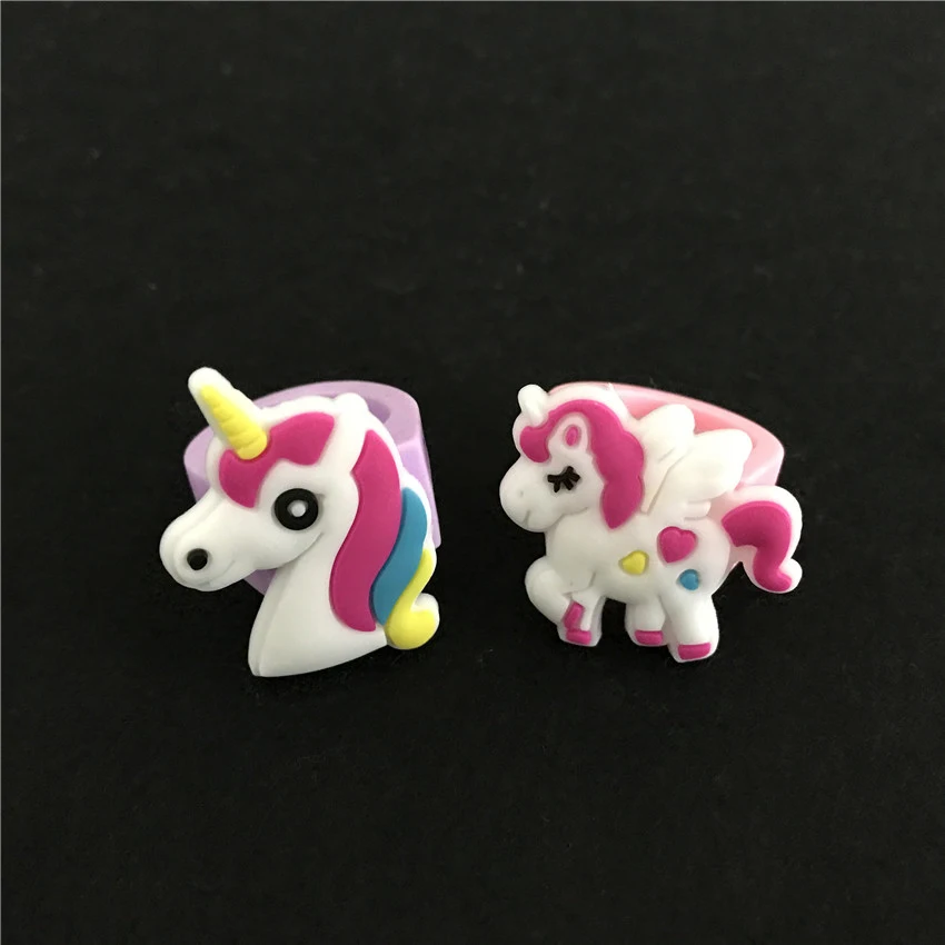 12Pcs Unicornio Party Rubber Bangle Key Chains Kids Favors Birthday Bracelet Baby Shower DIY Colorful horse Party Decor Supplies