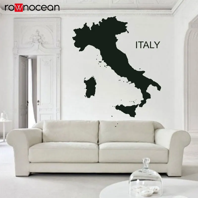  Italia Europe Venice Rom Milan Italy Map Country Wall Decals Vinyl Home Decor Living Room Sticker R