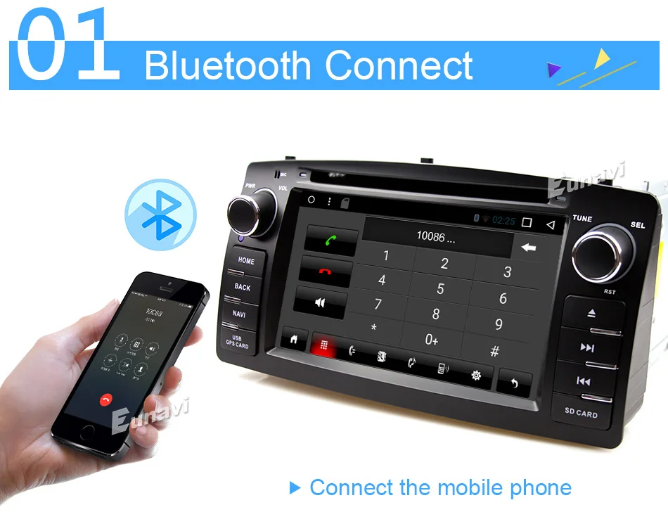 Clearance Eunavi 2 Din Car DVD For Toyota Corolla E120 BYD F3 Android 8.1 Quad core RAM 2G 2Din Car DVD stereo GPS with touch screen WIFI 5