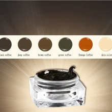 Перманентная паста для макияжа бровей пигмент коричневый, глубокий кофе, черный кофе, зеленый кофе, оранжевый кофе и цвет кожи