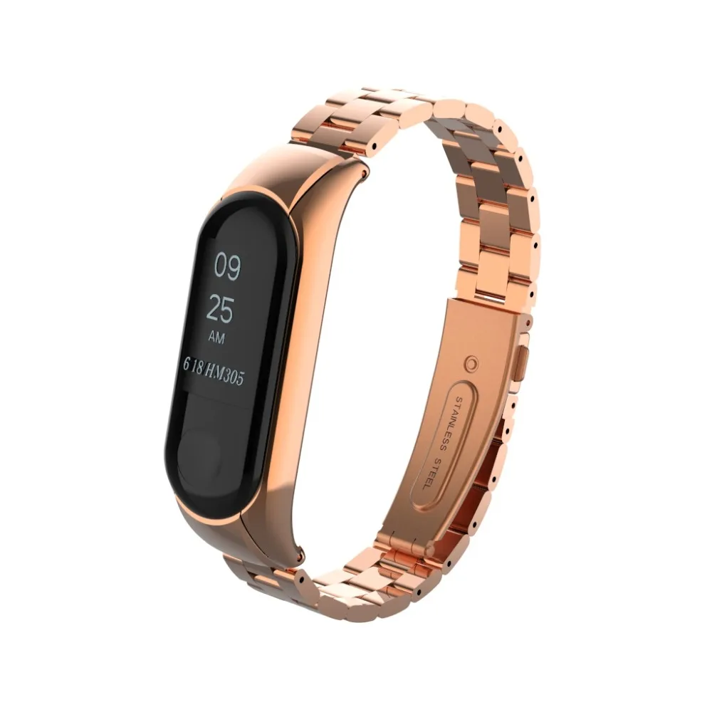 Браслет с цветочным принтом для mi band 3, кожаный металлический ремешок для Xiao mi Band 3, чехол из нержавеющей стали, браслет