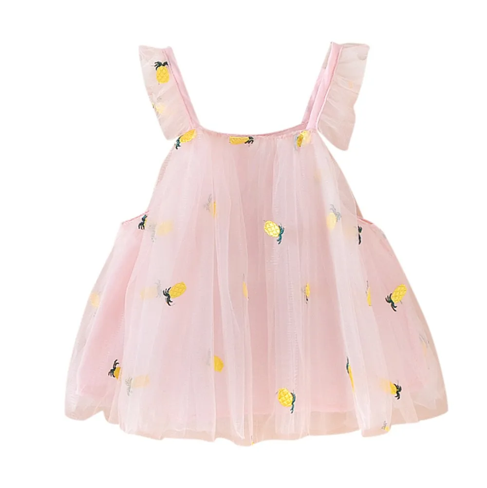 

Newborn Baby Girl Pineapple Embroidery Princess Casual Strap kids dresses for girls Party Clothes vestidos infantil Dropshipping