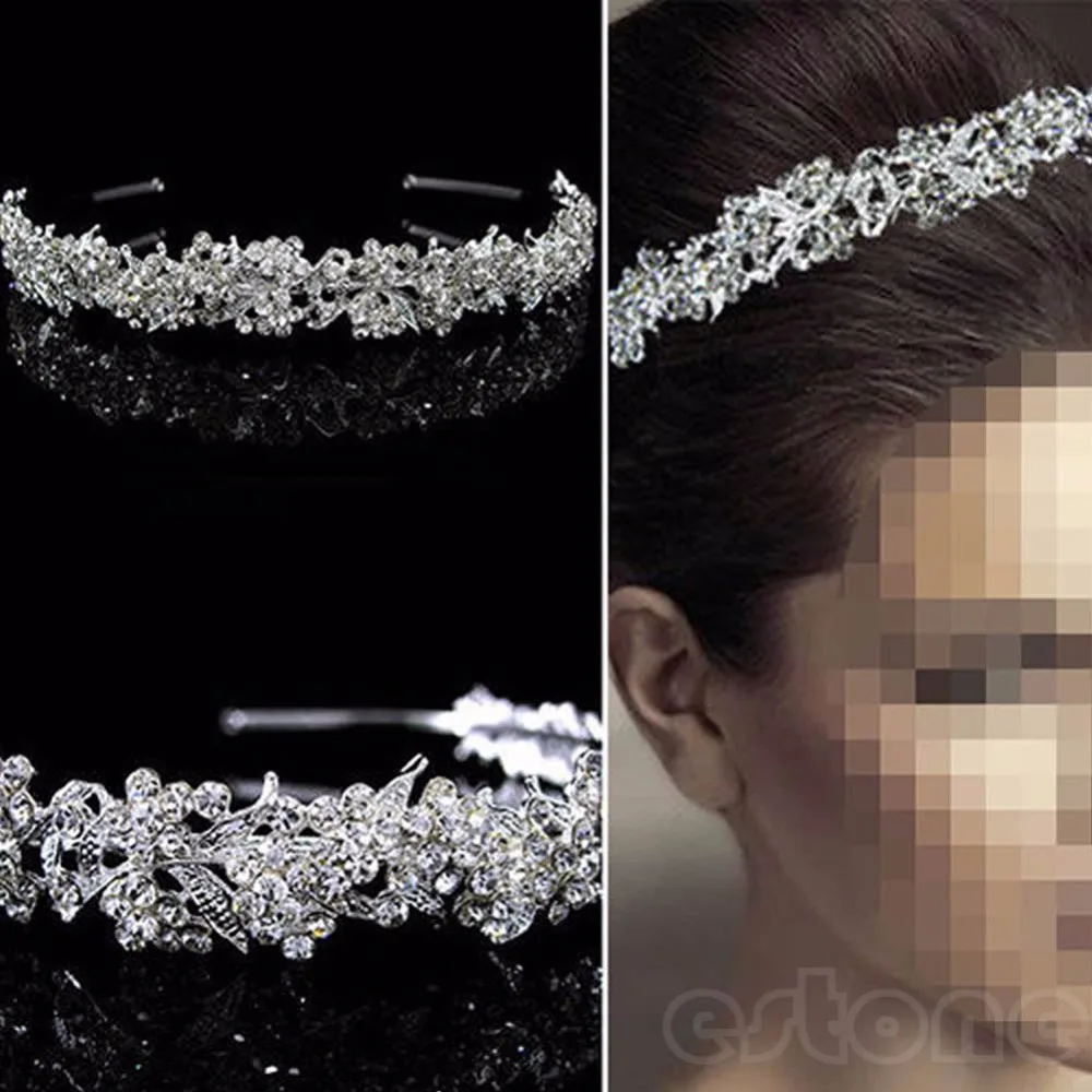 

Vogue Twinkling Full Crystal Flower Leaf Wedding Bridal Flower Girl Tiara