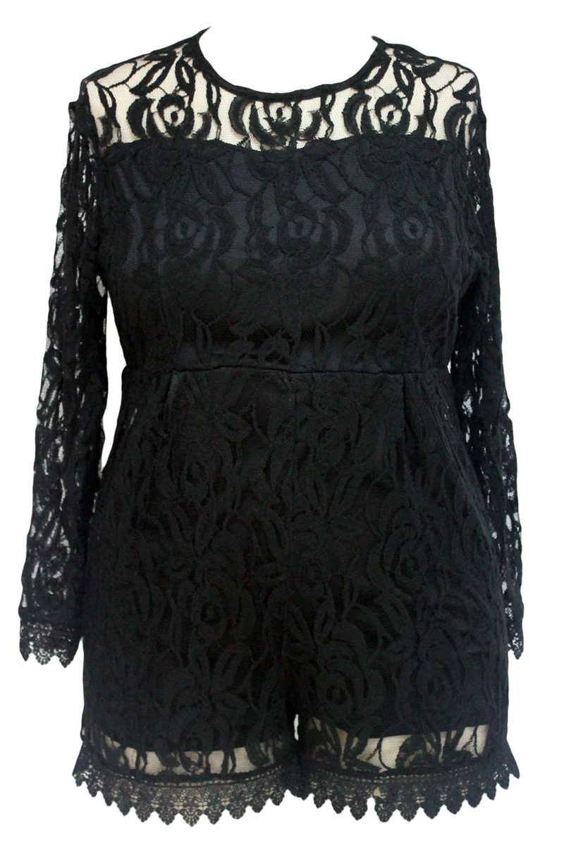 Black-Plus-Size-Long-Sleeve-Lace-Romper-LC60599-2-34639