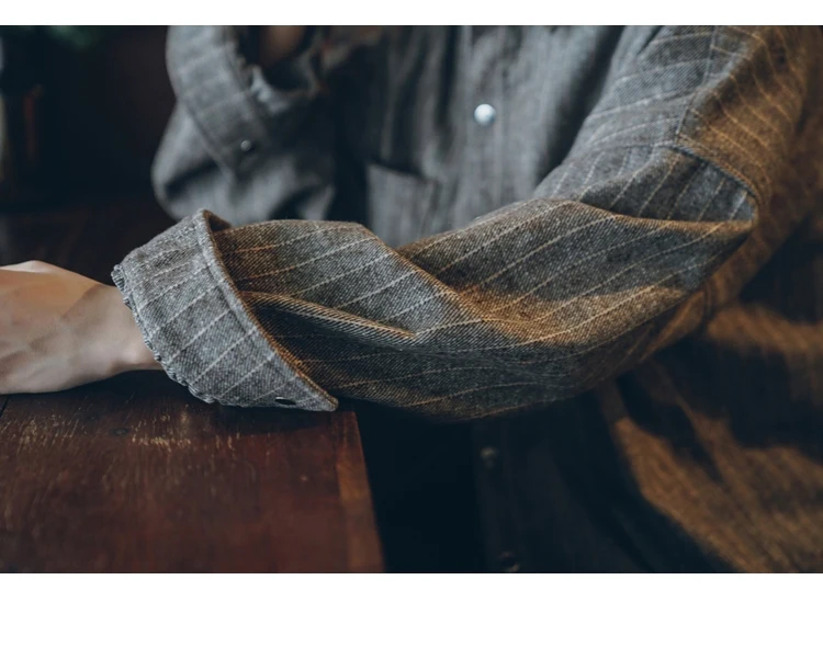 2018 Винтаж подростков подол шнурок в полоску Свободная рубашка с длинными рукавами Для мужчин осень отдыха и путешествий Вечерние