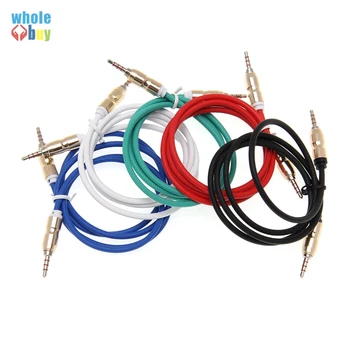 

300pcs/lot Bullet head Audio Cable 3.5 mm Jack Male to Male Cloth Audio Aux Cable For mobile phone DVD 4 pole Wire Line Aux Cord