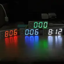 DS3231 электронных DIY 0,8 inch матричный светодиодный часы комплект цифровой Дисплей зеленый красный сине-белые свет 5 В Mciro USB автомобиль часы