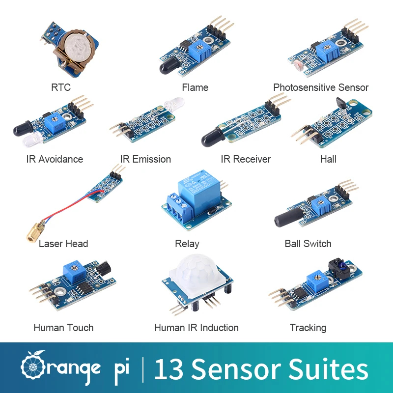 

13pcs/lot Orange Pi SET Relay RTC Obstacle Avoidance module (a package of 13 kinds of module)