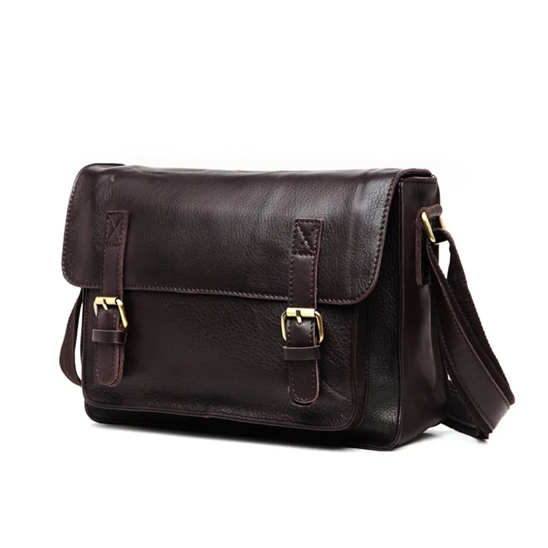 

Yamyannie Men's Office Vintage Style Leather Briefcase 14" Laptop Single Shoulder Messenger Crossbody Bag for Business Women Men
