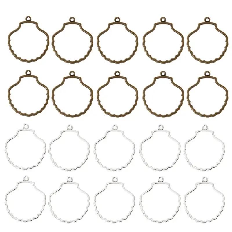 

10Pcs DIY Shell Resin Frame Pendant Open Back Bezel For UV Resin Jewelry Making