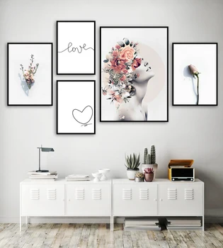 

Girl Butterfly Rose Flower Love Quotes Wall Art Canvas Painting Nordic Posters And Prints Wall Pictures For Living Room Decor