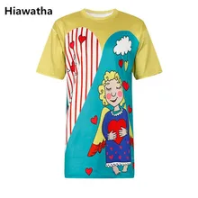 Hiawatha/Футболки средней длины в стиле Харадзюку, футболка с принтом в виде сердца и ангела, женские летние футболки с короткими рукавами, T4405