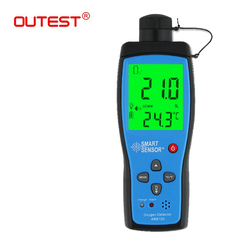

OUTEST AR8100 Air Quality Monitor Gas Meter O2 Oxygen TEMP Detector 0-25% Gas Analyzer Temperature Tester Thermometer With Alarm