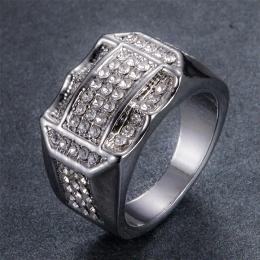 Высокое качество, мужское кольцо с кристаллами, перстень в деловом стиле, подарок на день рождения, ювелирное изделие, подарок, нежная Прямая поставка, кольца для мужчин