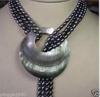 

Hot sale Free Shipping>>>>2 Strands 6-7mm Black Freshwater Pearl Necklace Shell