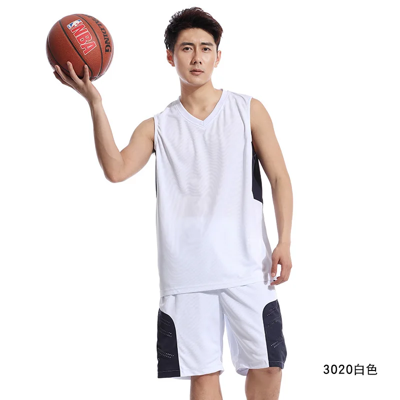 18 цветов баскетбольный набор для мужчин и женщин комплект Джерси и шорты Спортивная одежда для мальчика спортивная одежда баскетбольные мужские рубашки костюм логотип на заказ - Цвет: 3020 White