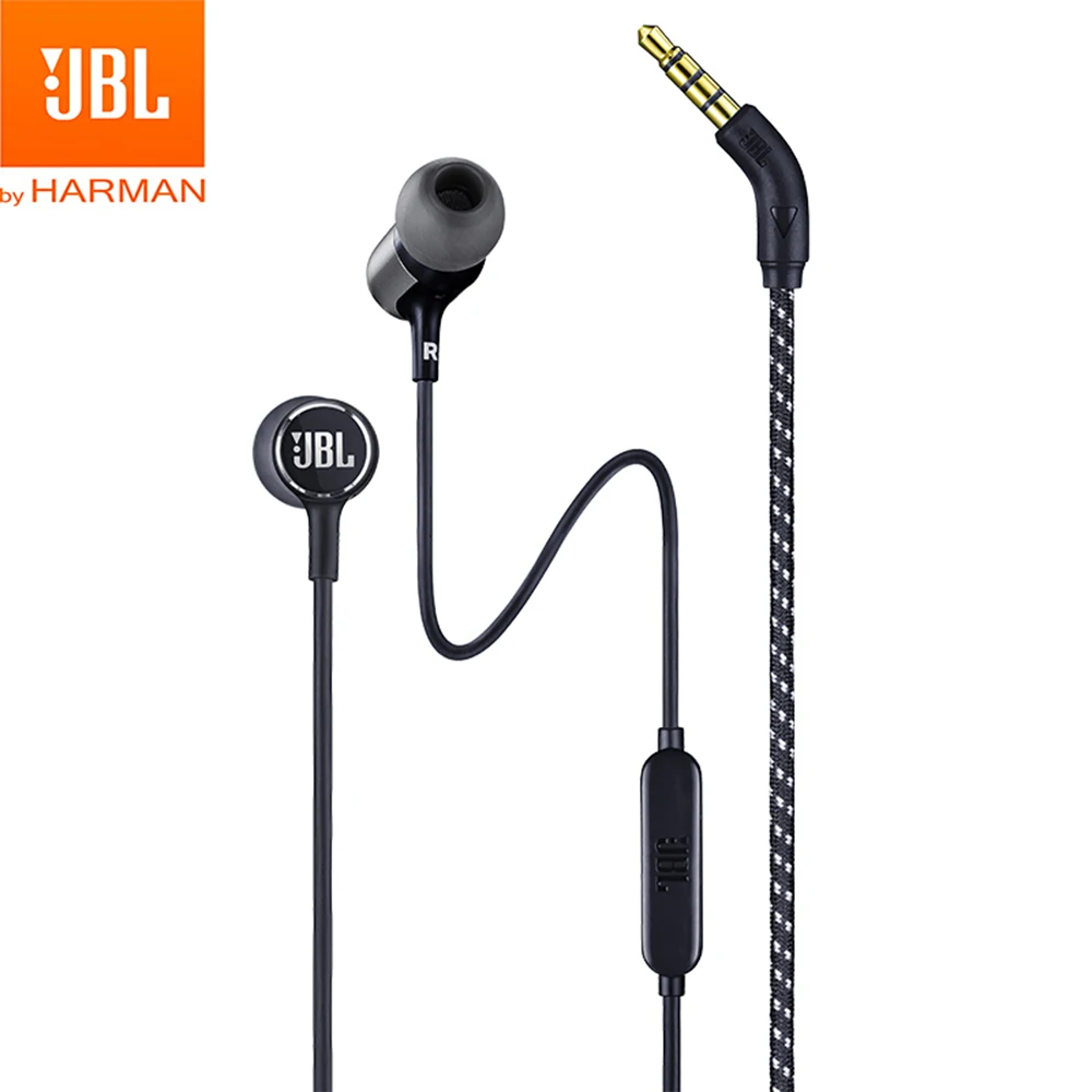 JBL LIVE 100 3,5 мм проводные наушники с микрофоном стерео звук наушники динамическая гарнитура тяжелый бас звук наушники - Цвет: Черный