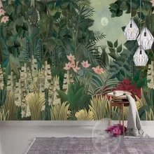 Hand-painted tropical forest landscape background professional production mural wallpaper wholesale custom poster photo wall Hand-painted tropical forest landscape background professional production mural wallpaper wholesale custom poster photo wall