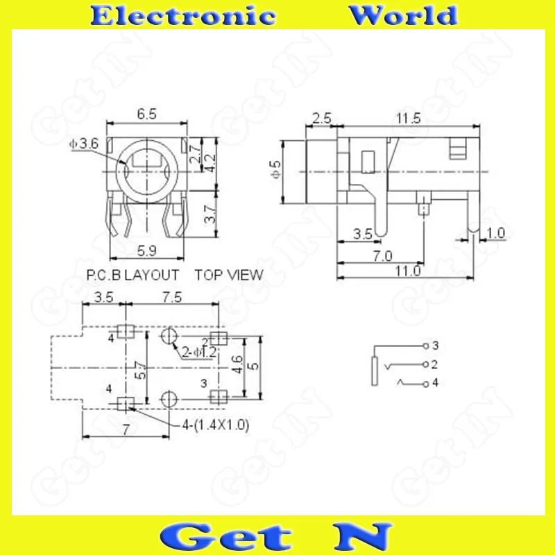 500PCS 3PIN 1 8 3 5mm Jack Mono Headphones Socket PCB Panel Mount Chassis
