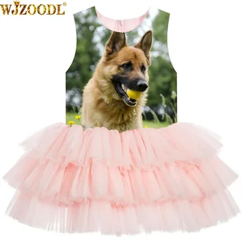 

Girl Birthday Party Dress big brand Girls Dresses For Wedding wolfhound print Formal Princess Ball Gown Kids fashion dresse